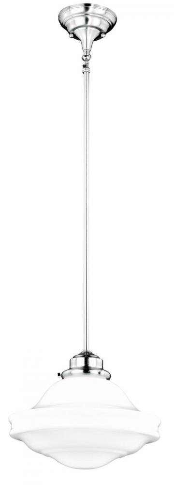 Huntley 12-in Pendant Milk Glass Satin Nickel